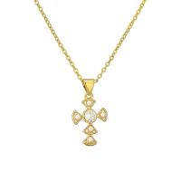 Cubic Zircon Micro Pave Brass Necklace with Plastic Pearl with 5cm extender chain plated fashion jewelry & micro pave cubic zirconia nickel lead & cadmium free Length 45 cm Sold By PC
