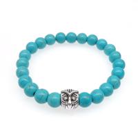 Fashion Turquoise Bracelets, with Tibetan Style, half handmade, fashion jewelry & Unisex & different styles for choice, turquoise blue, 8mm, Sold Per 18 cm Strand