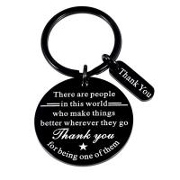 304 Stainless Steel Key Clasp Flat Round Unisex & with letter pattern black Sold By PC