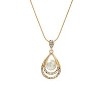 Tibetan Style Jewelry Necklace, with Plastic Pearl, with 7cm extender chain, Teardrop, fashion jewelry & for woman & with rhinestone, golden, nickel, lead & cadmium free, Length:Approx 69 cm, Sold By PC