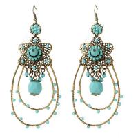 Brass Drop Earring with Glass Beads & Iron fashion jewelry & for woman nickel lead & cadmium free Sold By Pair