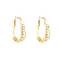 Zinc Alloy Drop Earrings high quality plated fashion jewelry & for woman & with rhinestone golden nickel lead & cadmium free Sold By Pair