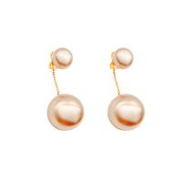 Brass Stud Earring with Plastic Pearl high quality plated fashion jewelry & for woman nickel lead & cadmium free Sold By Pair