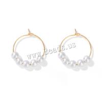 Tibetan Style Drop Earrings, with Plastic Pearl, fashion jewelry & for woman, golden, nickel, lead & cadmium free, 20x20mm, Sold By Pair