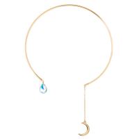 Zinc Alloy smykker halskæde, guldfarve belagt, mode smykker & for kvinde & med rhinestone, to forskellige farvede, Indvendig diameter:Ca. 15mm, Solgt af PC
