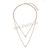 Multi Layer Necklace Zinc Alloy gold color plated Double Layer & fashion jewelry & for woman & with rhinestone golden Length 47 cm Sold By PC