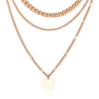 Mode-Multi-Layer-Halskette, Zinklegierung, mit Verlängerungskettchen von 5cm, goldfarben plattiert, drei Schichten & Modeschmuck & für Frau, goldfarben, Länge:42 cm, verkauft von PC