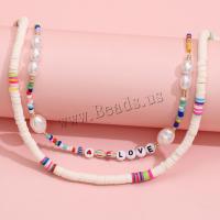 Zinklegierung Schmuck Halskette, mit Seedbead & Polymer Ton & Kunststoff Perlen, handgemacht, 2 Stück & Modeschmuck & verschiedene Stile für Wahl & für Frau, farbenfroh, verkauft von PC