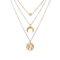 Multi слой ожерелье, цинковый сплав, плакирован золотом, три слоя & ювелирные изделия моды & Женский, Золотой, длина:58 см, продается PC