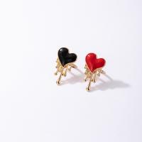 Zinc Alloy Finger Ring Heart gold color plated 2 pieces & fashion jewelry & for woman & enamel two different colored 1.8cm Sold By Set