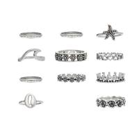 Ensemble d’anneau en alliage de zinc, Placage, 11 PCS. & bijoux de mode & pour femme, plus de couleurs à choisir, Vendu par fixé