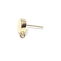 Brass Earring Stud Component Vacuum Ion Plating fashion jewelry & for woman golden 8mm Sold By PC