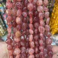 Quartz naturel bijoux perles, Strawberry Quartz, pepite, poli, DIY, rose, 8x10mm, Environ 40PC/brin, Vendu par brin
