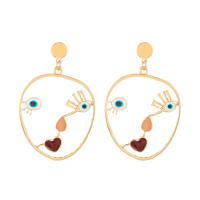 Evil Eye Earrings, Tibetan Style, gold color plated, fashion jewelry & for woman & enamel, nickel, lead & cadmium free, 37x57mm, Sold By Pair