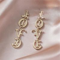 Tibetan Style Stud Earring, Alphabet Letter, gold color plated, fashion jewelry & for woman, nickel, lead & cadmium free, 65mm, Sold By Pair