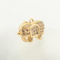 Cubic Zirconia Micro Pave Brass Pendant, Elephant, high quality gold color plated, DIY & micro pave cubic zirconia, nickel, lead & cadmium free, 11x16x7mm, Hole:Approx 0.1mm, Approx 30PCs/Lot, Sold By Lot