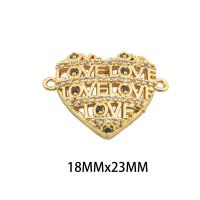 Cubic Zirconia Micro Pave Brass Connector, Heart, high quality gold color plated, DIY & micro pave cubic zirconia, nickel, lead & cadmium free, 18x23x4mm, Hole:Approx 0.1mm, Approx 30PCs/Lot, Sold By Lot