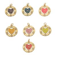 Cubic Zirconia Micro Pave Brass Pendant, high quality gold color plated, DIY & micro pave cubic zirconia, more colors for choice, nickel, lead & cadmium free, 27x22x2mm, Hole:Approx 0.3mm, Approx 30PCs/Lot, Sold By Lot