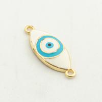 Evil Eye Connector, Brass, high quality gold color plated, DIY, nickel, lead & cadmium free, 9x24x3mm, Hole:Approx 0.1mm, Approx 30PCs/Lot, Sold By Lot