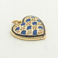 Cubic Zirconia Micro Pave Brass Pendant, Heart, high quality gold color plated, DIY & micro pave cubic zirconia, nickel, lead & cadmium free, 22x18x4mm, Hole:Approx 0.3mm, Approx 30PCs/Lot, Sold By Lot