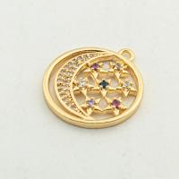 Cubic Zirconia Micro Pave Brass Pendant, high quality gold color plated, DIY & micro pave cubic zirconia & hollow, nickel, lead & cadmium free, 20x18x3mm, Hole:Approx 0.1mm, Approx 30PCs/Lot, Sold By Lot
