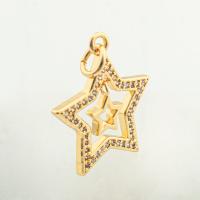 Cubic Zirconia Micro Pave Brass Pendant, Star, high quality gold color plated, DIY & micro pave cubic zirconia, nickel, lead & cadmium free, 24x19x2mm, Hole:Approx 0.3mm, Approx 30PCs/Lot, Sold By Lot