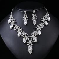 Zinc Alloy Jewelry Sets Stud Earring & necklace with Crystal plated 2 pieces & fashion jewelry & for woman & with rhinestone nickel lead & cadmium free 60mm Length Approx 16.54 Inch Sold By Set