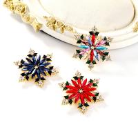Tibetan Style Brooches, Snowflake, for woman & enamel & with rhinestone, more colors for choice, nickel, lead & cadmium free, 47x55mm, Sold By PC