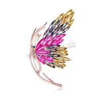 Tibetan Style Brooches, with Glass, Butterfly, rose gold color plated, fashion jewelry & for woman & with rhinestone, rose gold color, nickel, lead & cadmium free, 40x77mm, Sold By PC