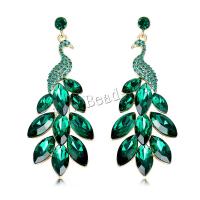 Tibetan Style Drop Earrings, with Glass, Peacock, fashion jewelry & for woman & with rhinestone, nickel, lead & cadmium free, 27x69mm, Sold By Pair