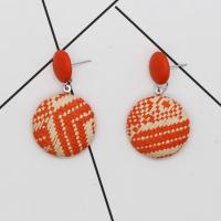 Earring Jewelry, Cloth, with Rattan, fashion jewelry & for woman, more colors for choice, 48x30mm, Sold By Pair
