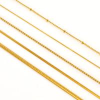 Edelstahl Schmuck Halskette, 304 Edelstahl, 18K vergoldet, Modeschmuck & verschiedene Stile für Wahl & für Frau, goldfarben, verkauft von Strang