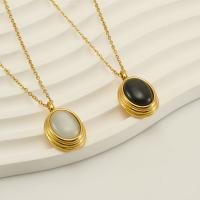 Stainless Steel Jewelry Necklace 304 Stainless Steel with Natural Stone 18K gold plated fashion jewelry & for woman golden Length Approx 17.72 Inch Sold By PC