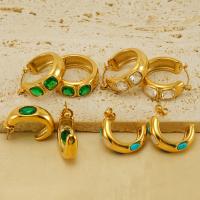 Titan Stahl Ohrring, Titanstahl, 18K vergoldet, verschiedene Stile für Wahl & für Frau & mit Strass, keine, verkauft von Paar