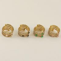 Zirkonia Edelstahl-Finger- Ring, 304 Edelstahl, 18K vergoldet, Modeschmuck & Micro pave Zirkonia & für Frau, goldfarben, 23x11mm, verkauft von PC