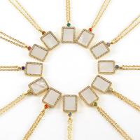 Titanstahl Halskette, mit Muschel, 18K vergoldet, verschiedene Stile für Wahl & Micro pave Zirkonia & für Frau, goldfarben, 15x12mm, verkauft per ca. 17.72 ZollInch Strang