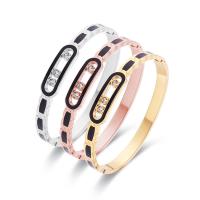 Titanium Steel Bracelet & Bangle, with Black Shell, Vacuum Ion Plating, for woman & with rhinestone, more colors for choice, Inner Diameter:Approx 50x58mm, Sold By PC