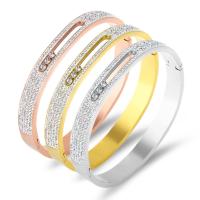 Titanium Steel Bracelet & Bangle Vacuum Ion Plating for woman & with rhinestone Inner Approx Sold By PC