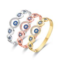 Bracelet Evil Eye bijoux, Acier titane, Mauvais œil, pour femme & émail & avec strass, plus de couleurs à choisir, Diamètre intérieur:Environ 48x58mm, Vendu par PC