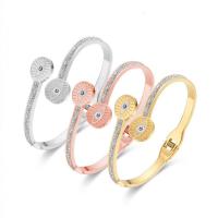 Evil Eye Jewelry Bracelet Titanium Steel Vacuum Ion Plating for woman & enamel & with rhinestone Inner Approx Sold By PC