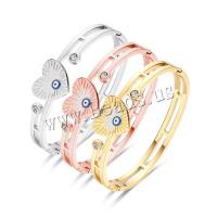 Evil Eye Jewelry Bracelet, Titanium Steel, Heart, Vacuum Ion Plating, evil eye pattern & for woman & enamel & with rhinestone, more colors for choice, Inner Diameter:Approx 48x58mm, Sold By PC