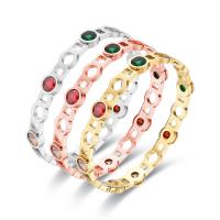 Titanium Steel Bracelet & Bangle Donut Vacuum Ion Plating for woman & with rhinestone & hollow Inner Approx Sold By PC