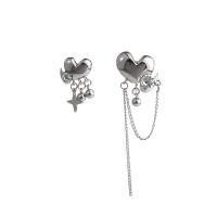 Asymmetric Earrings Zinc Alloy Heart silver color plated fashion jewelry & for woman nickel lead & cadmium free Length Approx 2.5 cm Approx 7.6 cm Sold By Pair