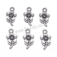 Zinc Alloy Heart Pendants Flower antique silver color plated fashion jewelry & DIY nickel lead & cadmium free Sold By Bag