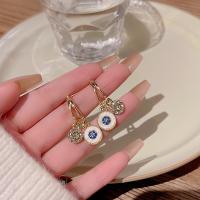 Zinc Alloy Drop Earrings with Resin gold color plated fashion jewelry & for woman & enamel mixed colors nickel lead & cadmium free 30mm Sold By Pair