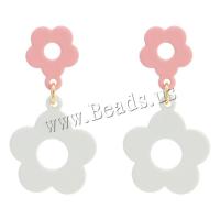 Zinc Alloy Drop Earrings Flower silver color plated fashion jewelry & for woman & hollow Sold By PC