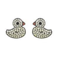 Brass Stud Earring Duck real gold plated fashion jewelry & micro pave cubic zirconia & for woman mixed colors nickel lead & cadmium free Sold By Pair