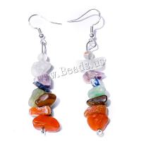 Iron Earring, with Quartz, fashion jewelry, multi-colored, 70mm, Sold By Pair