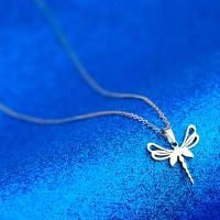 Stainless Steel Jewelry Necklace 304 Stainless Steel Dragonfly plated fashion jewelry silver color Length 45 cm Sold By PC