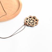 Collier bijoux de mode, noix de coco, avec corde de cire, fleur, brun, 4mm, Longueur:44 cm, Vendu par PC